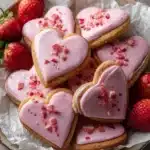 Heart-Shaped Strawberry Shortbread Cookies Recipe