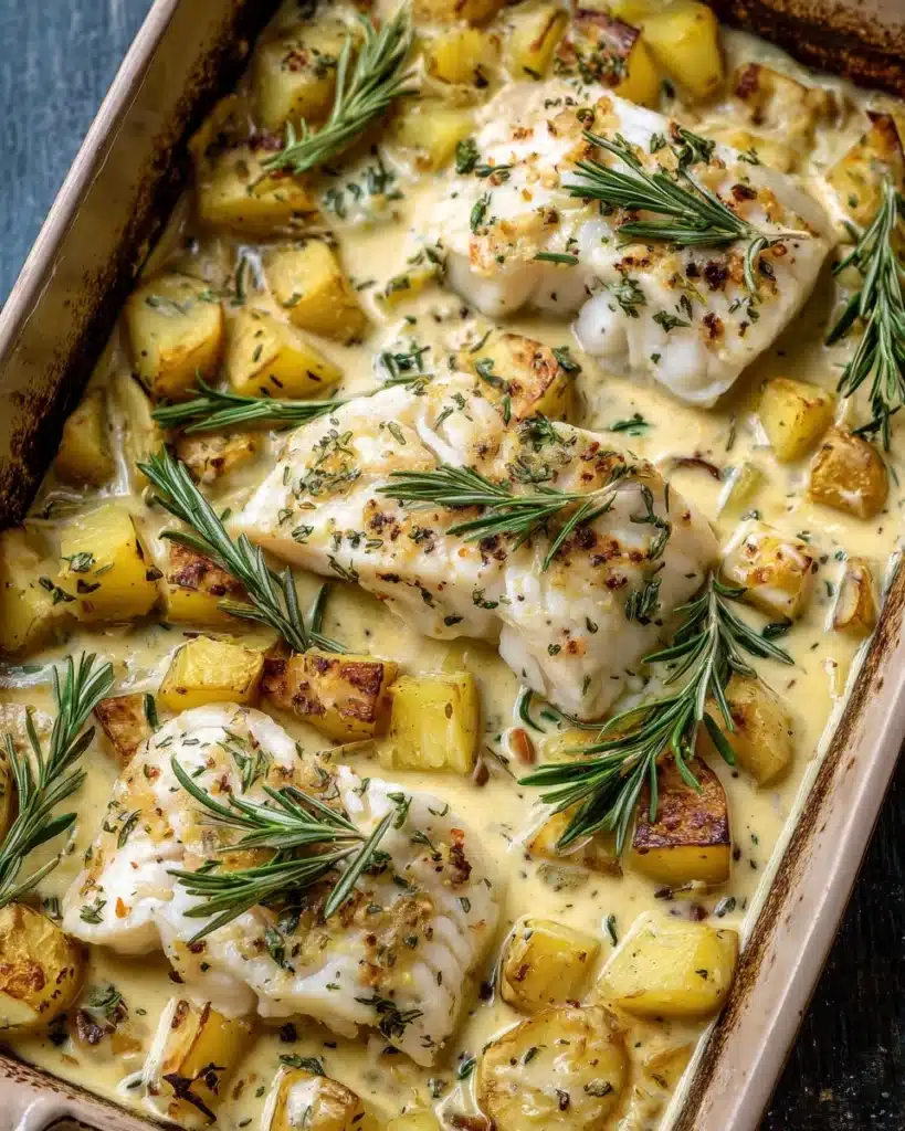 Cod & Potatoes in rosemary cream sauce Recipe
