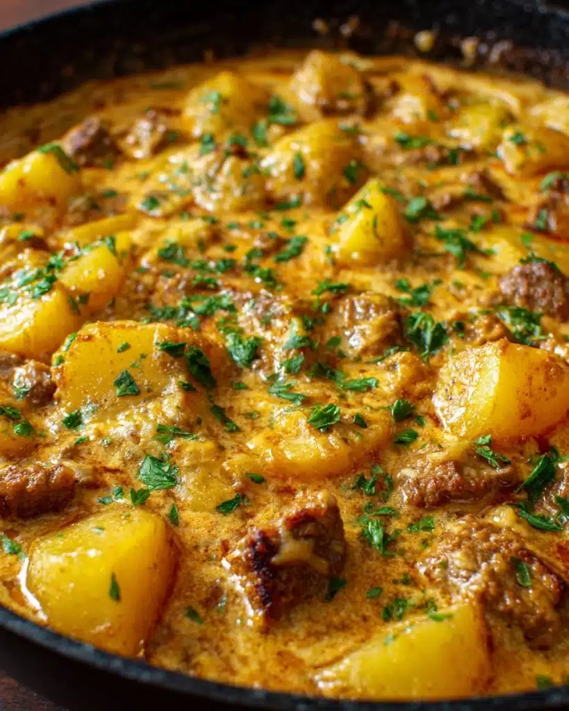 Cheesy One Pot Beef and Potatoes Recipe