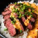 Korean BBQ Steak Rice Bowls with Spicy Cream Sauce Recipe