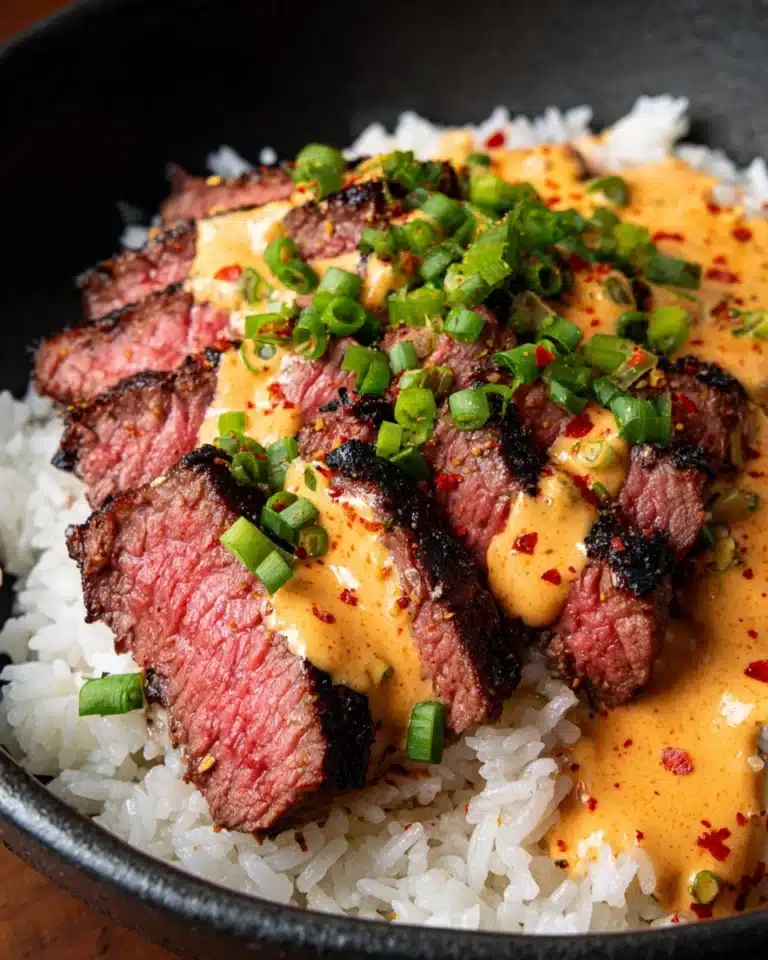 Korean BBQ Steak Rice Bowls with Spicy Cream Sauce Recipe