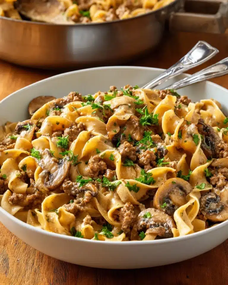 One Skillet Ground Beef Stroganoff Recipe