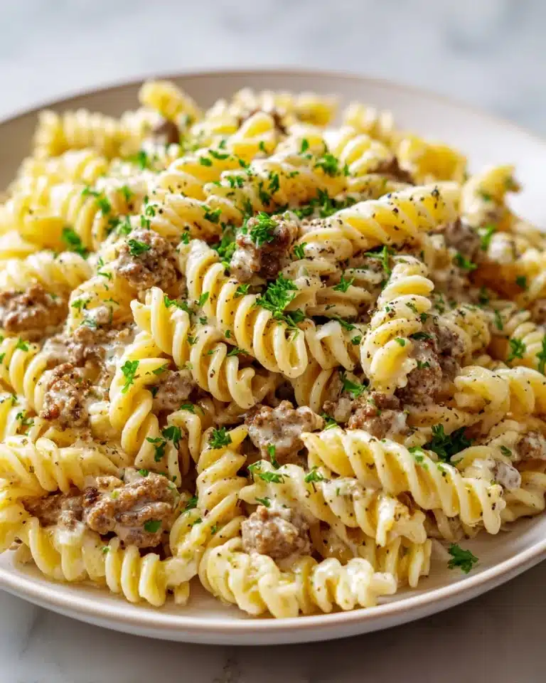 Beef and Rotini in Garlic Parmesan Sauce Recipe