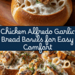 Chicken Alfredo Garlic Bread Bowls Recipe
