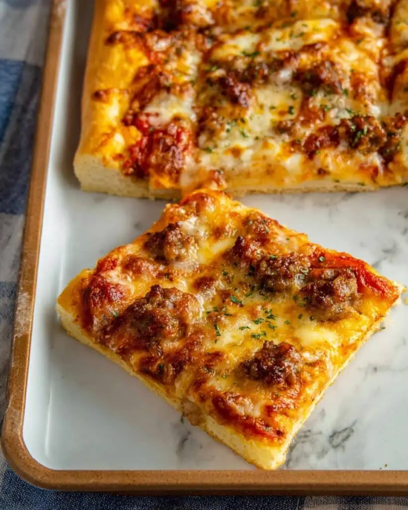 Sheet Pan Pizza with Sausage and Mozzarella Recipe