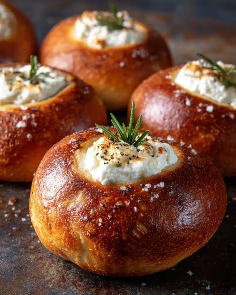 Mozzarella Stuffed Rosemary and Parmesan Soft Pretzels Recipe