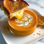Easy Tomato Soup with Melted Cheese Grilled Sandwich Recipe