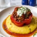 Easy Stuffed Peppers with Savory Meat Filling and Tomato Sauce Recipe