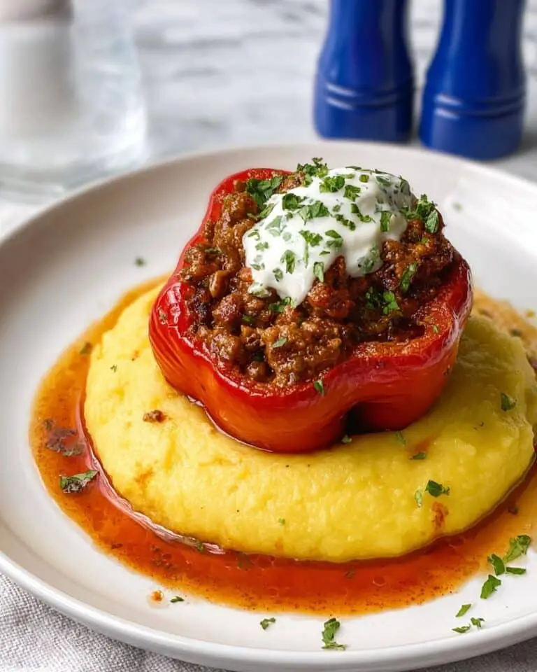 Easy Stuffed Peppers with Savory Meat Filling and Tomato Sauce Recipe
