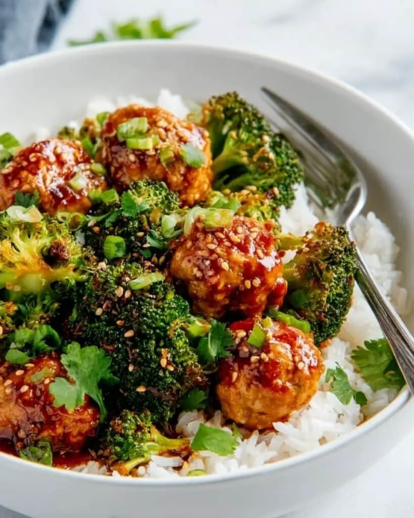 Sweet & Spicy Sesame Chicken Meatball Bowls Recipe