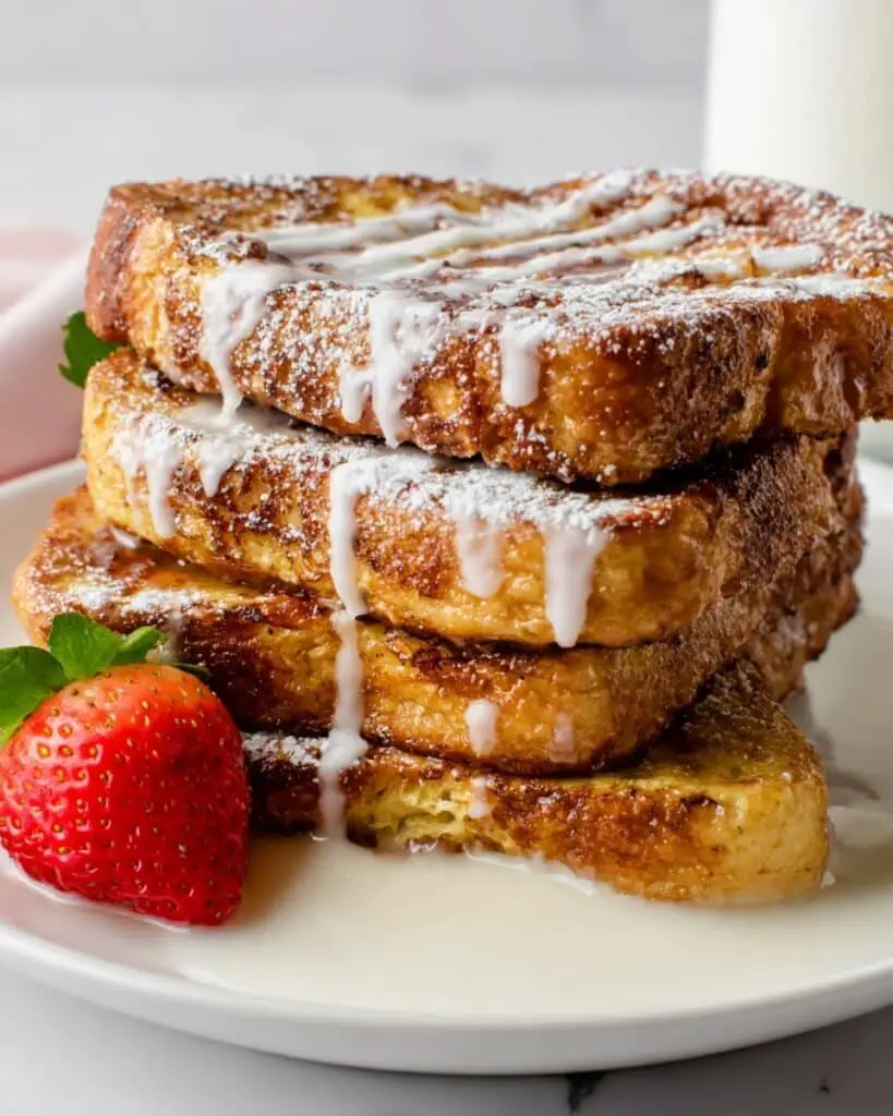 Churro French Toast with Cinnamon Sugar and Vanilla Glaze Recipe