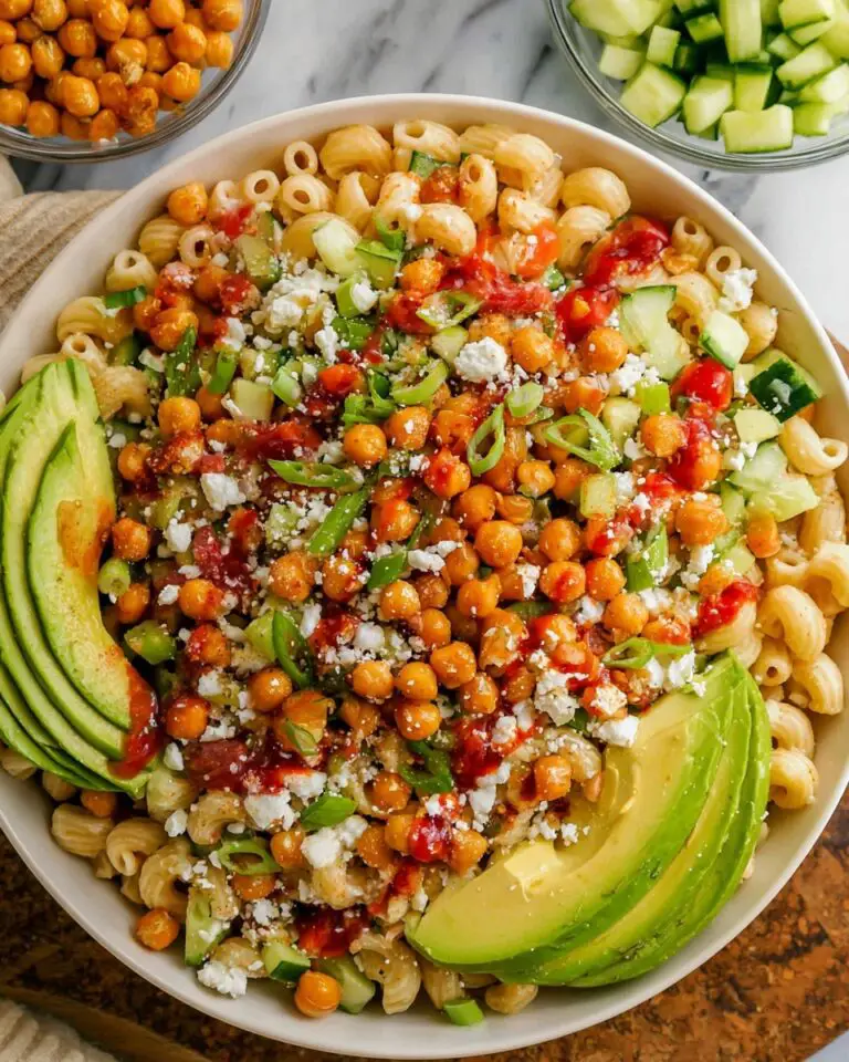 Buffalo Pasta Salad with Feta, Veggies, and Creamy Buffalo Ranch Dressing Recipe