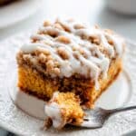 Pumpkin Crumb Coffee Cake with Spiced Pumpkin and Vanilla Icing Recipe