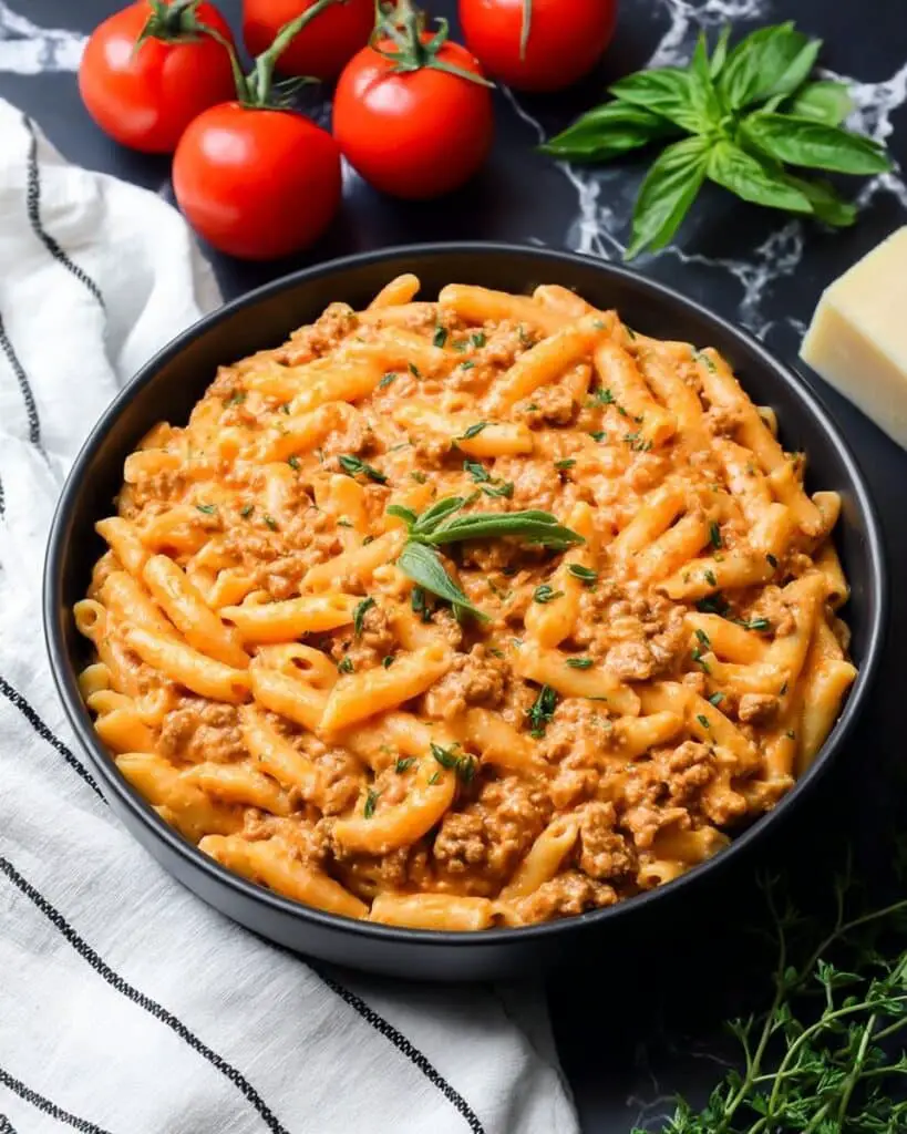 Easy High Protein Creamy Beef Pasta Recipe