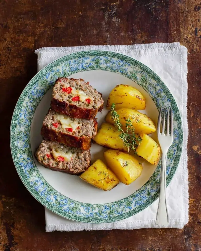 Cheese Stuffed Meatloaf with Feta, Gruyere, and Roasted Red Peppers Recipe