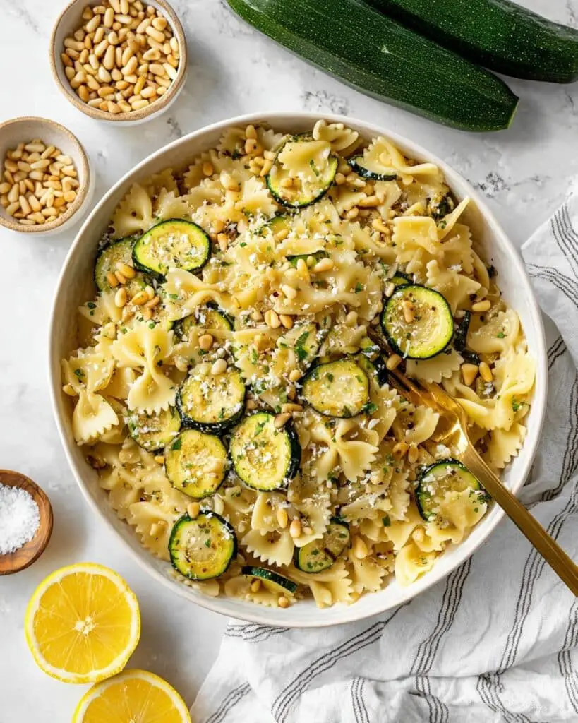 Lemon Zucchini Pasta with Bowtie Noodles and Fresh Parmesan Recipe