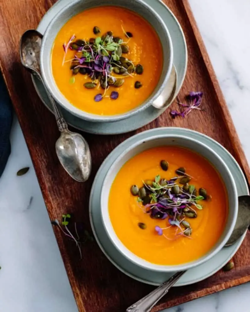 Acorn Squash Soup with Lemon, Nutmeg, and Toasted Pepitas Recipe