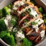 Grilled Chicken & Broccoli Bowls with Creamy Garlic Sauce Recipe