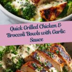 Grilled Chicken & Broccoli Bowls with Creamy Garlic Sauce Recipe