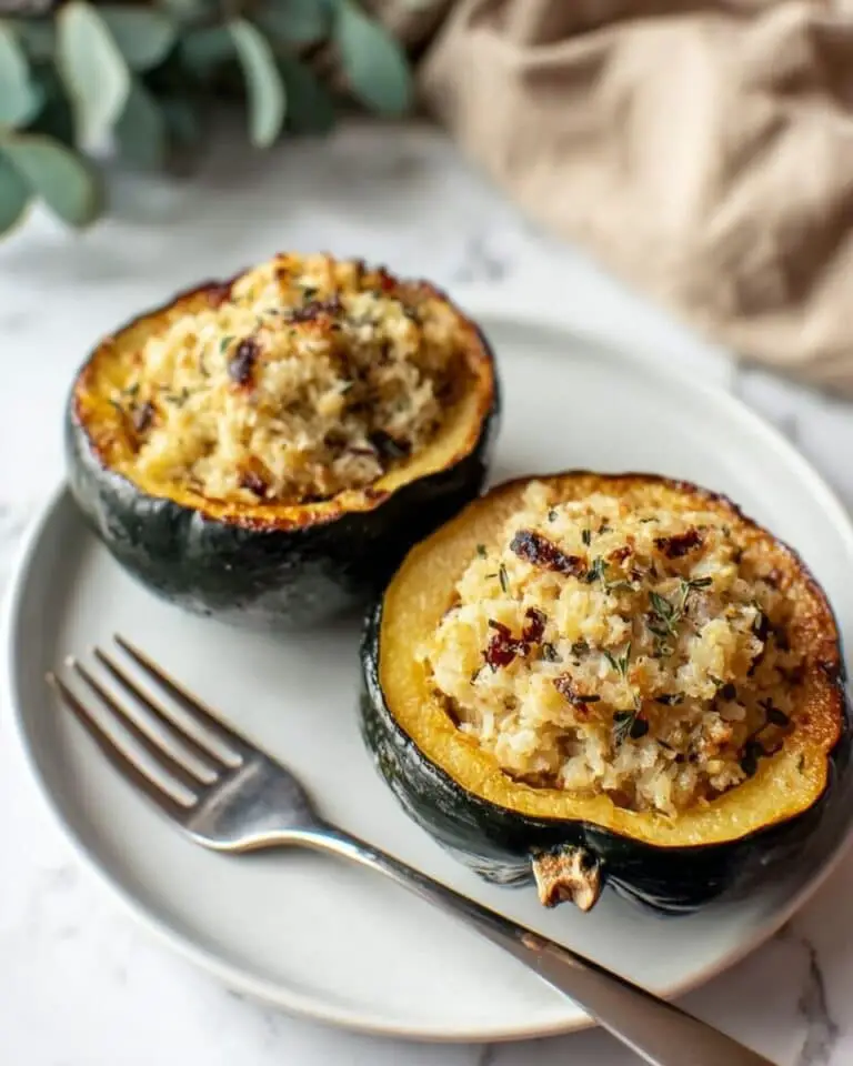Stuffed Acorn Squash with Ground Turkey, Apple, Cranberries, and Cheese Recipe