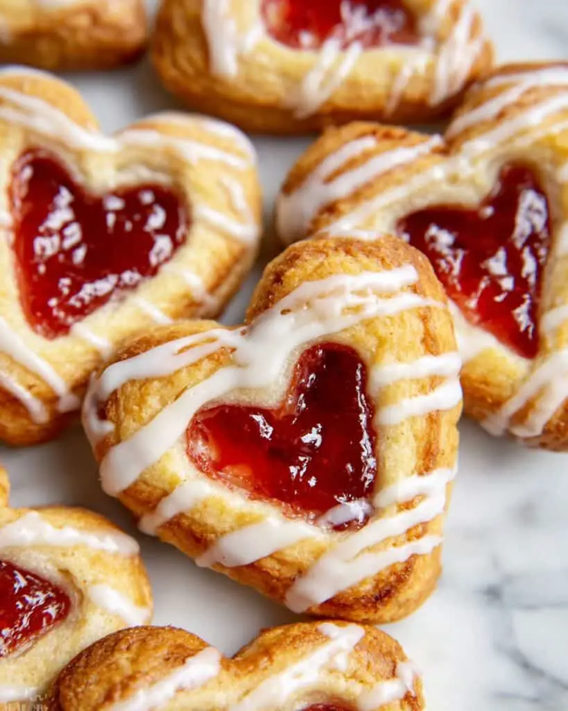 Valentine’s Day Heart-Shaped Cinnamon Rolls with Strawberry Jelly Recipe