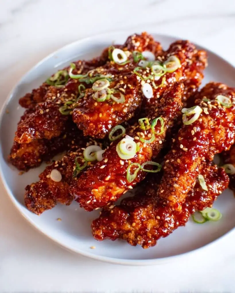 Korean Air Fryer Fried Chicken with Spicy Gochujang Sauce Recipe