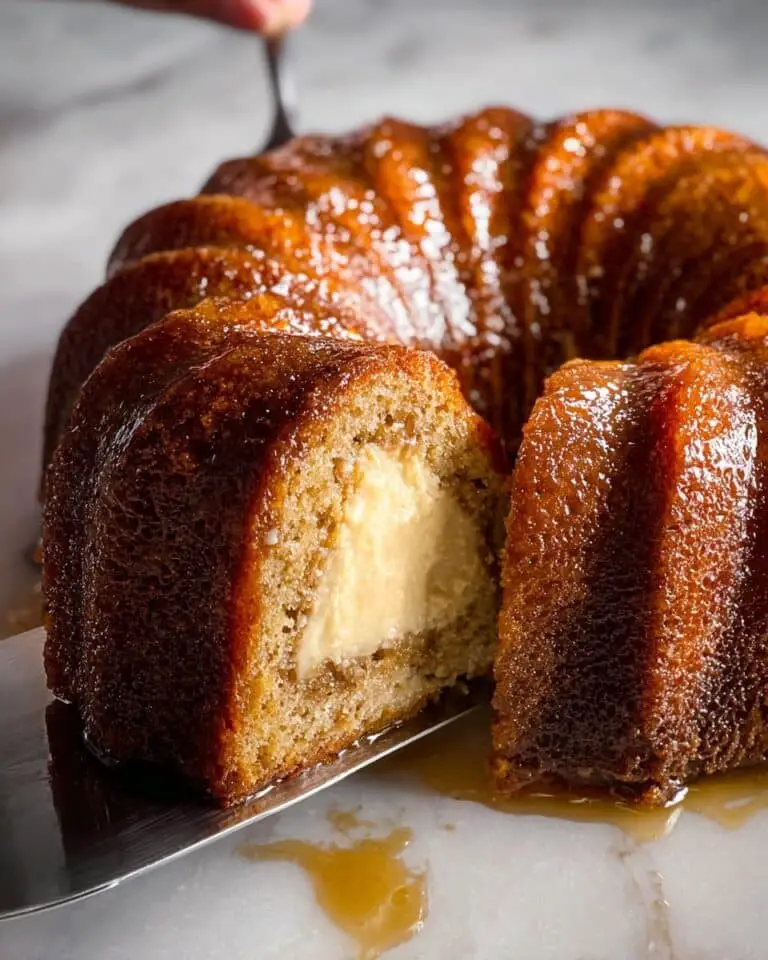 Banana Cream Cheese Bundt Cake with Caramel Drizzle Recipe