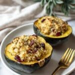 Stuffed Acorn Squash with Ground Turkey, Apple, and Cranberries Recipe