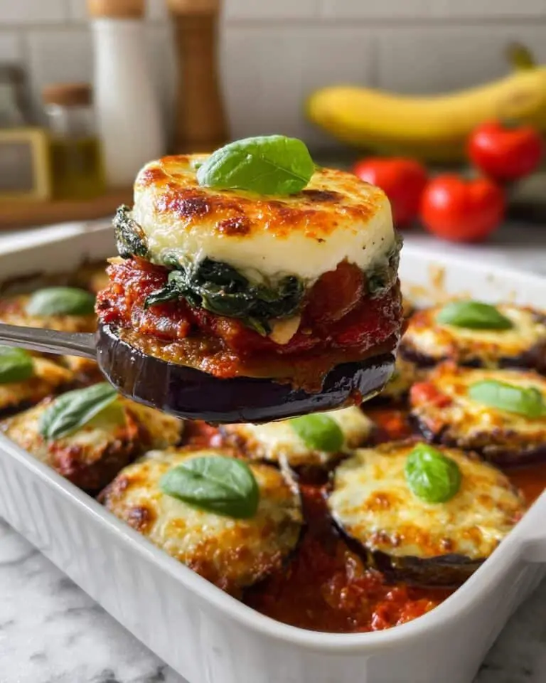 Baked Layered Eggplant with Beef Ragu and Smoked Mozzarella Recipe