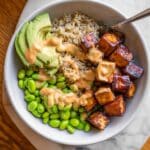 Crispy Air Fryer Teriyaki Salmon Bites Bowl Recipe