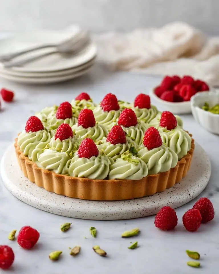 Raspberry & Pistachio Frangipane Tart with Whipped Pistachio Ganache Recipe