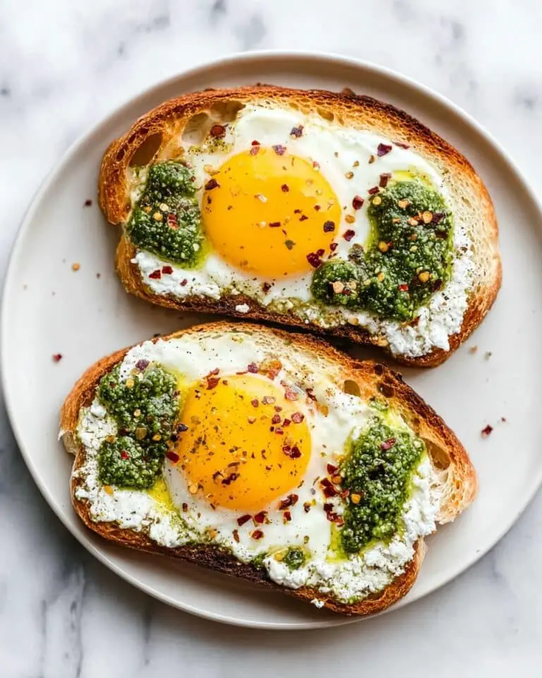 Pesto Eggs on Toast with Goat Cheese Recipe