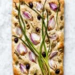 Decorated Focaccia Bread with Christmas Tree and Flower Designs Recipe