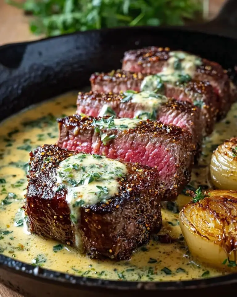 Garlic Butter Steak with Parmesan Cream Sauce Recipe