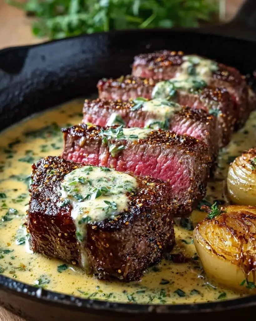 Garlic Butter Steak with Parmesan Cream Sauce Recipe