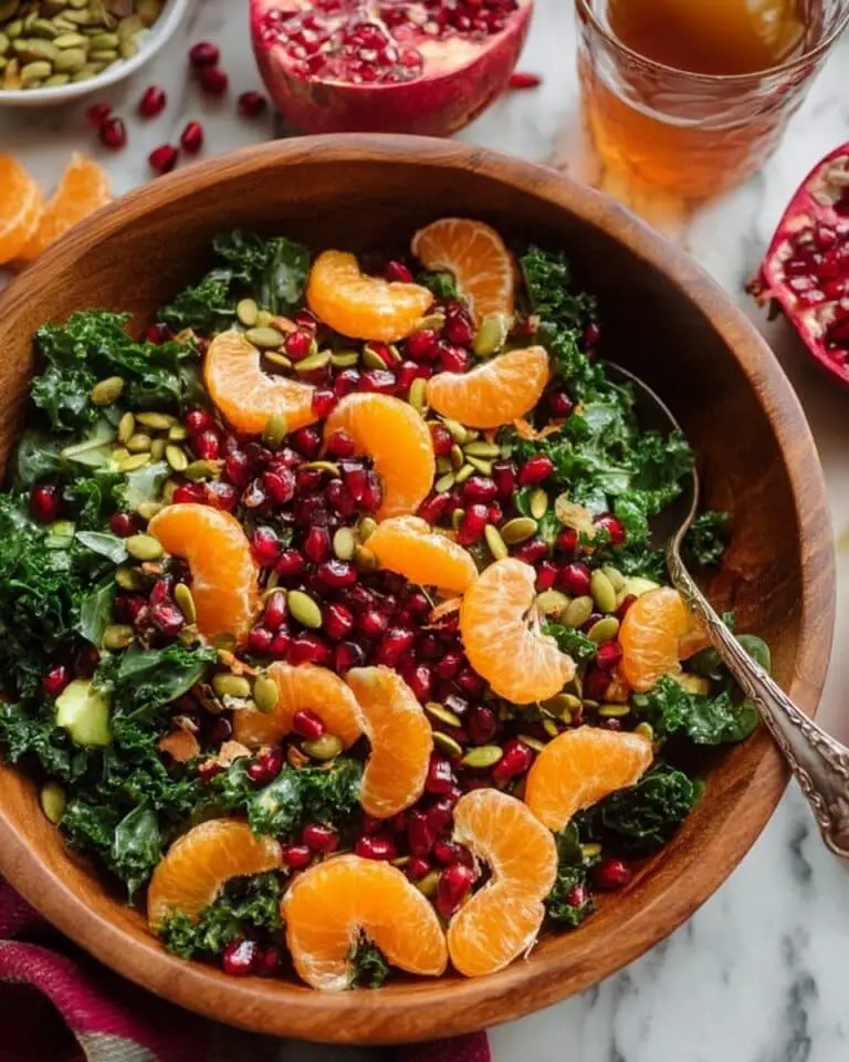 Citrus Pomegranate Kale Salad with Honey-Lemon Vinaigrette Recipe