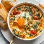 Baked Feta Eggs with Cherry Tomatoes and Spinach Recipe