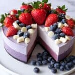 Easy No-Bake Vegan Strawberry Blueberry Cheesecake Recipe