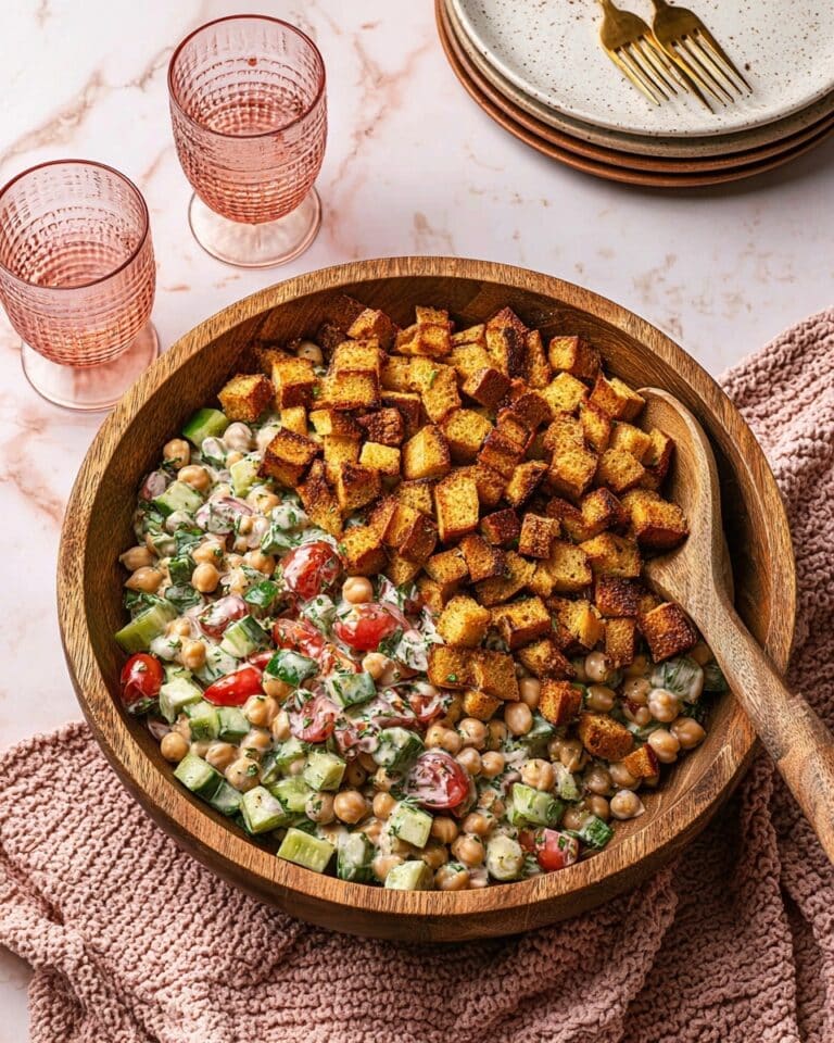 Creamy Chickpea Salad with Homemade Croutons Recipe