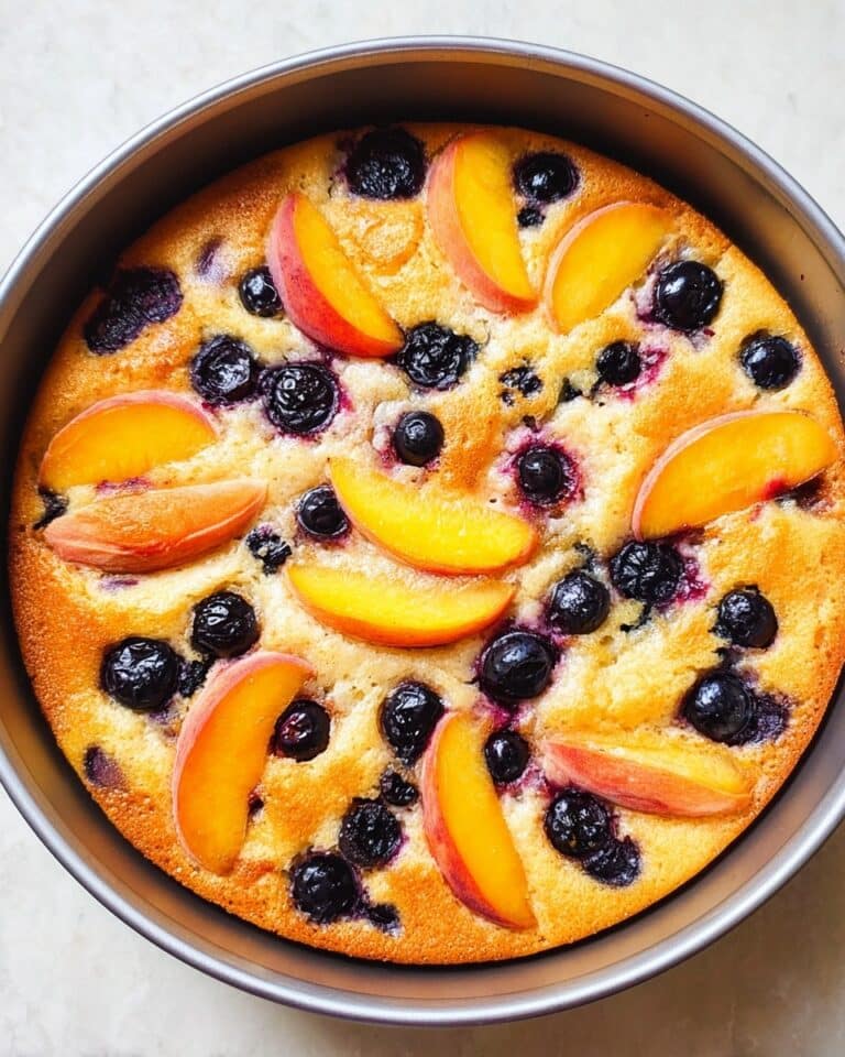 Peach and Blueberry Greek Yogurt Cake