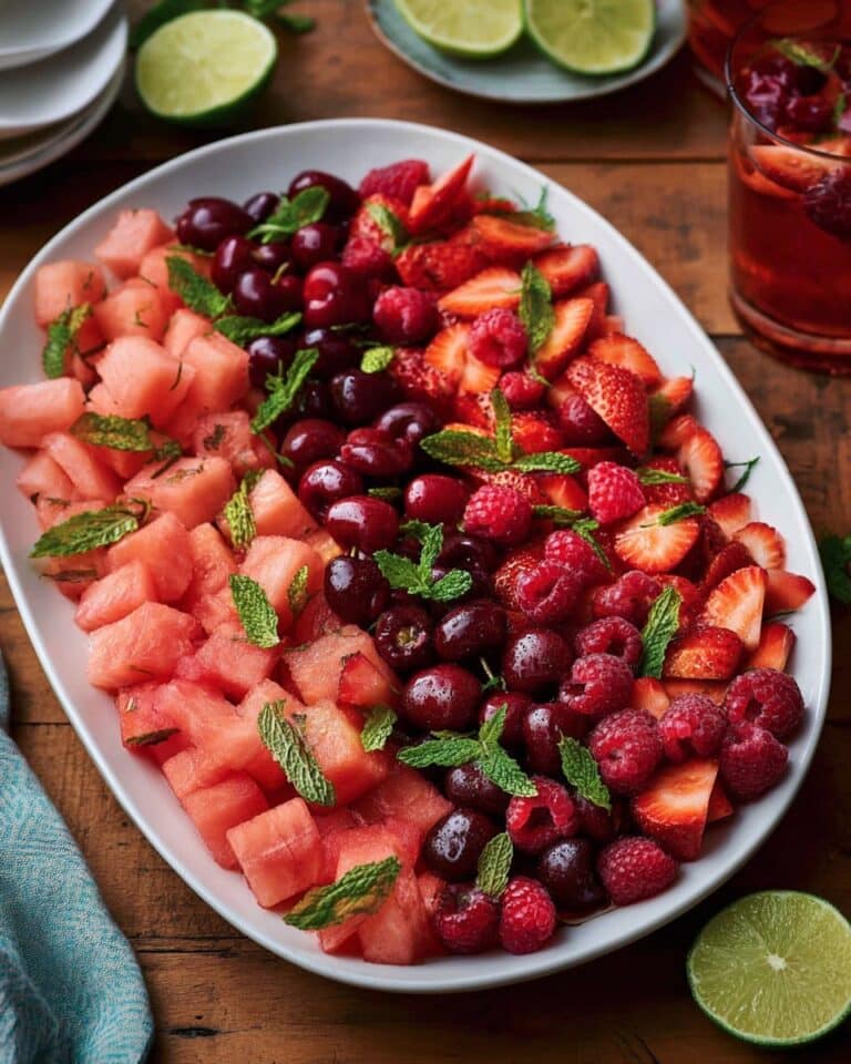 Watermelon Fruit Salad with Lime Mint Dressing Recipe