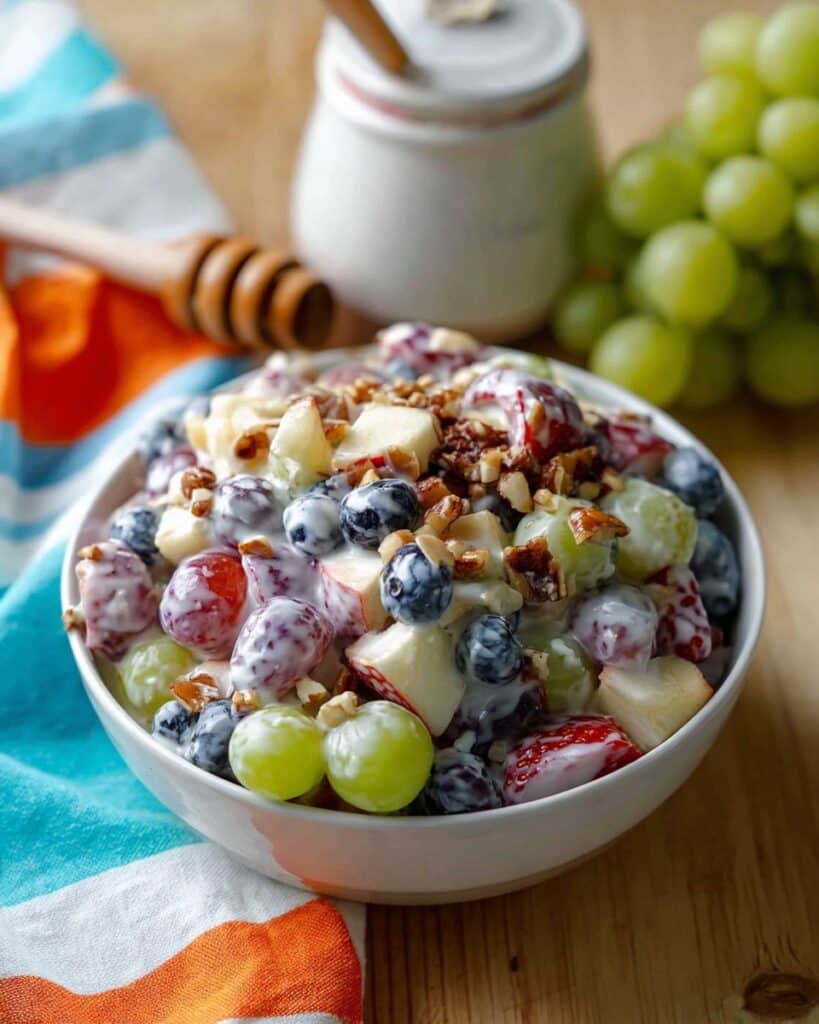 Fresh Fruit Salad with Greek Yogurt, Honey, and Nuts Recipe