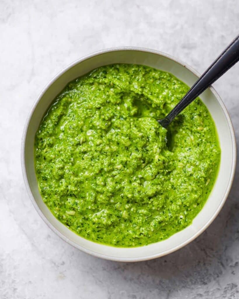 Vibrant Garlic Scape & Basil Pesto Recipe