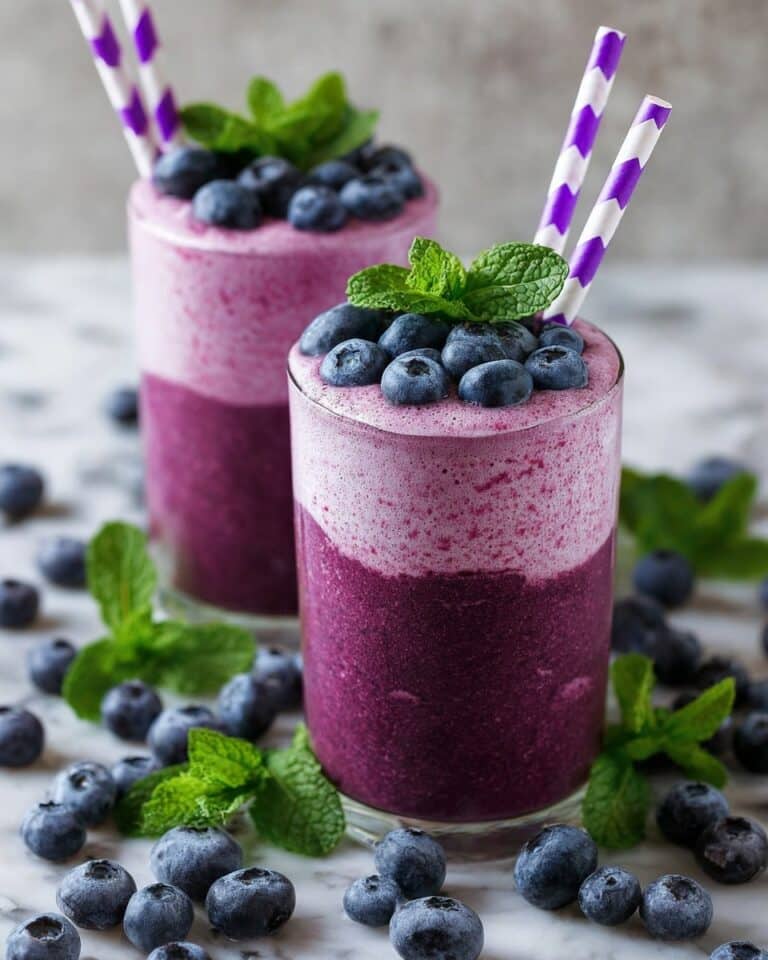 Creamy Blueberry Smoothie with Fresh Garnish Recipe