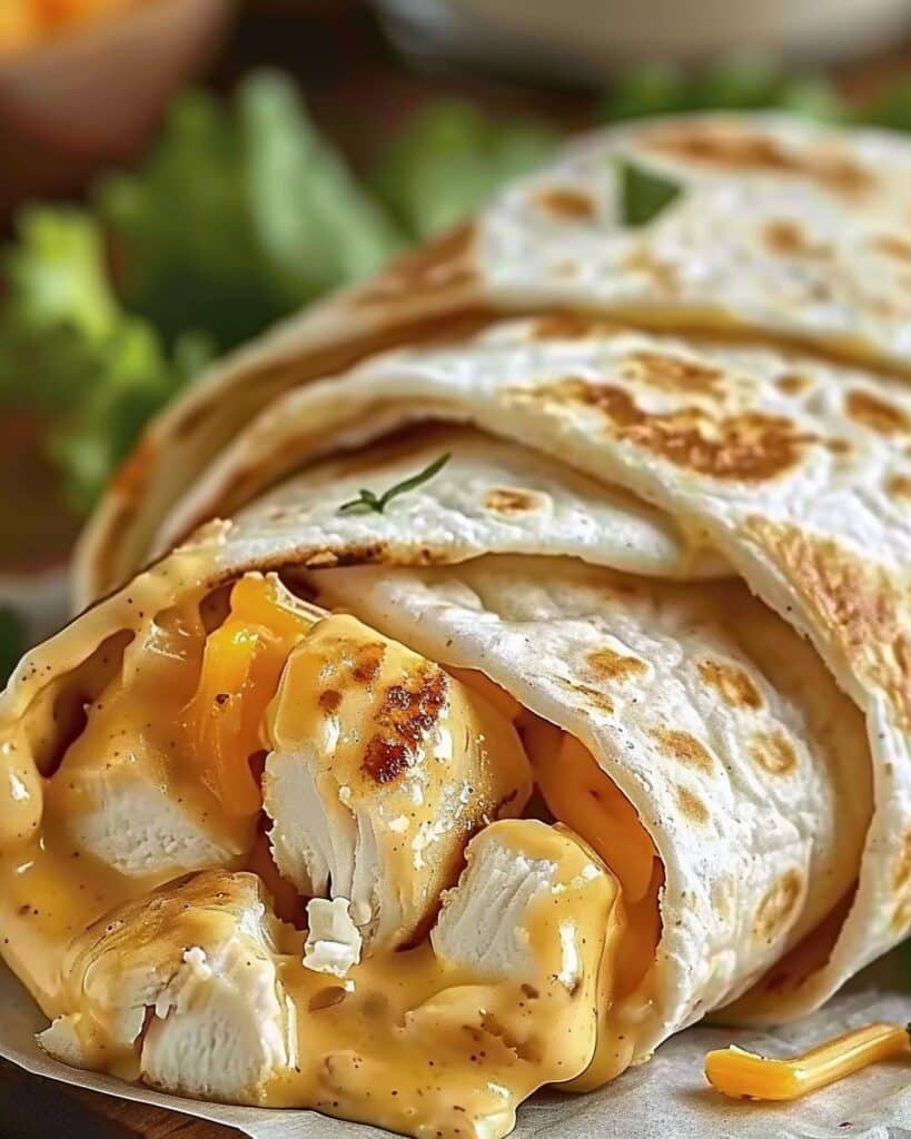 Cheesy Garlic Chicken Wraps Recipe
