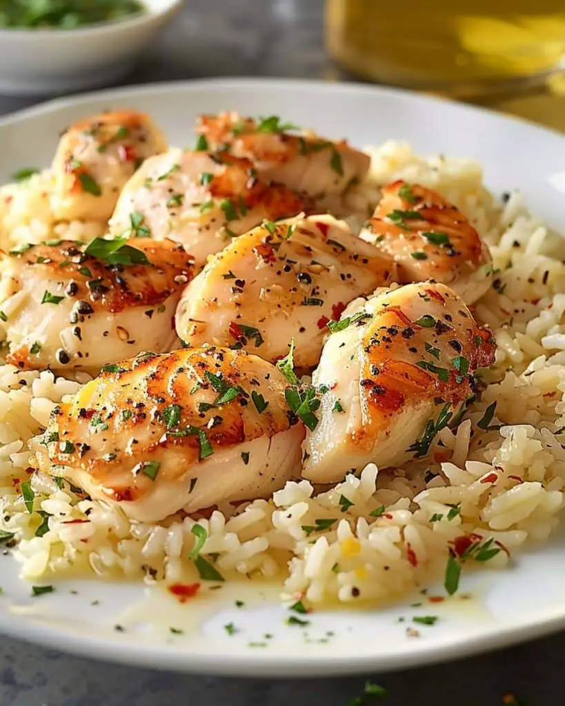 Chicken Scampi with Garlic Parmesan Rice
