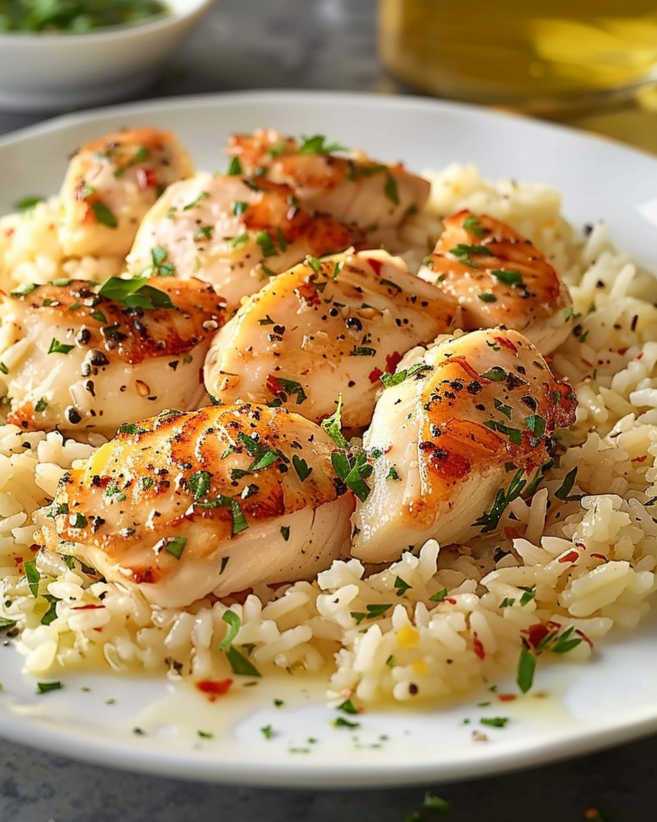Chicken Scampi with Garlic Parmesan Rice