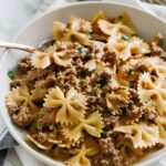 Creamy Ground Beef and Bowtie Pasta