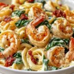 Creamy Sun-Dried Tomato Shrimp with Spinach Pasta