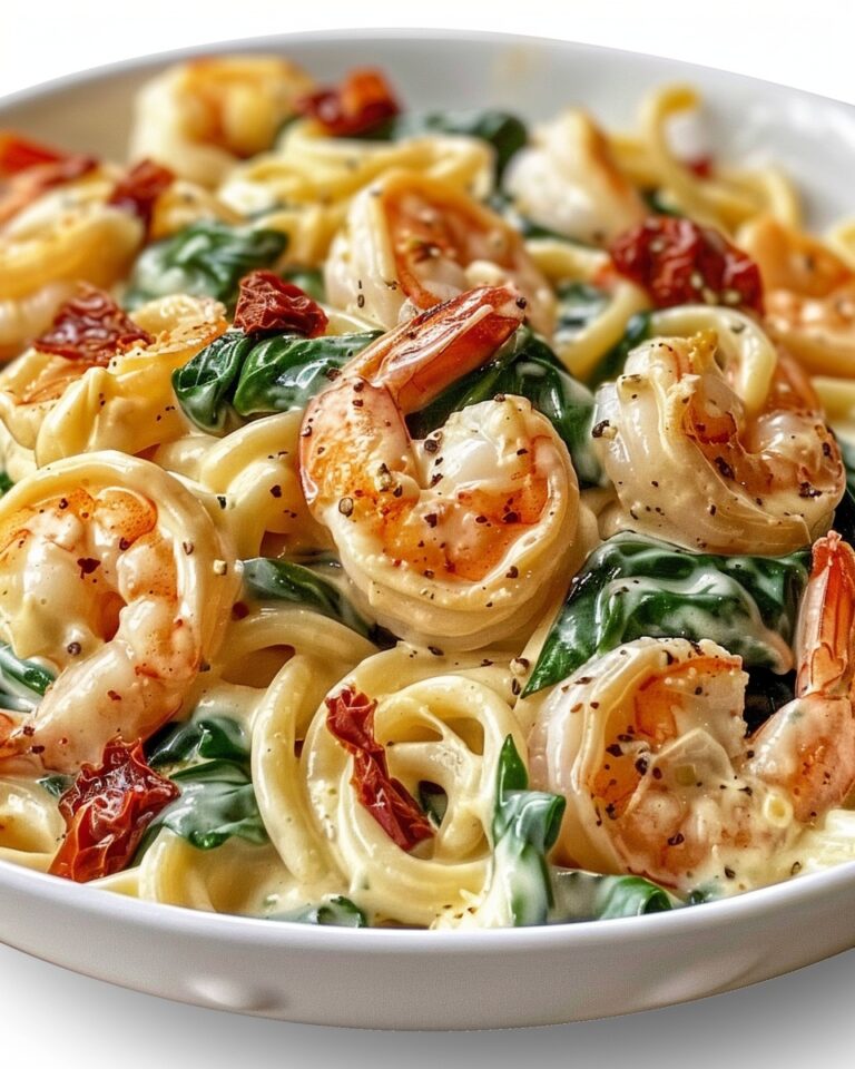 Creamy Sun-Dried Tomato Shrimp with Spinach Pasta